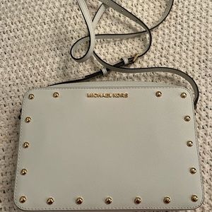 Michael Kors studded white camera bag